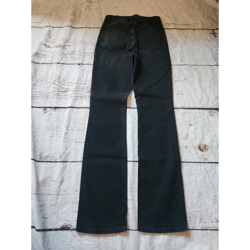 Reformation Peyton High Rise Bootcut Jeans Washed Black Organic Cotton Size 25